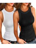 2 Piece Women's Vest Sexy Crew Neck Bottom Layer Wear Top Outside