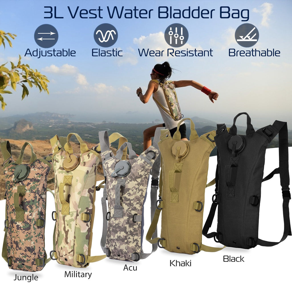1Pc 3L Tactical Hydration Pack  Water Bladder Adjustable Water Drink Backpack For Hiking Cycling Climbing Running