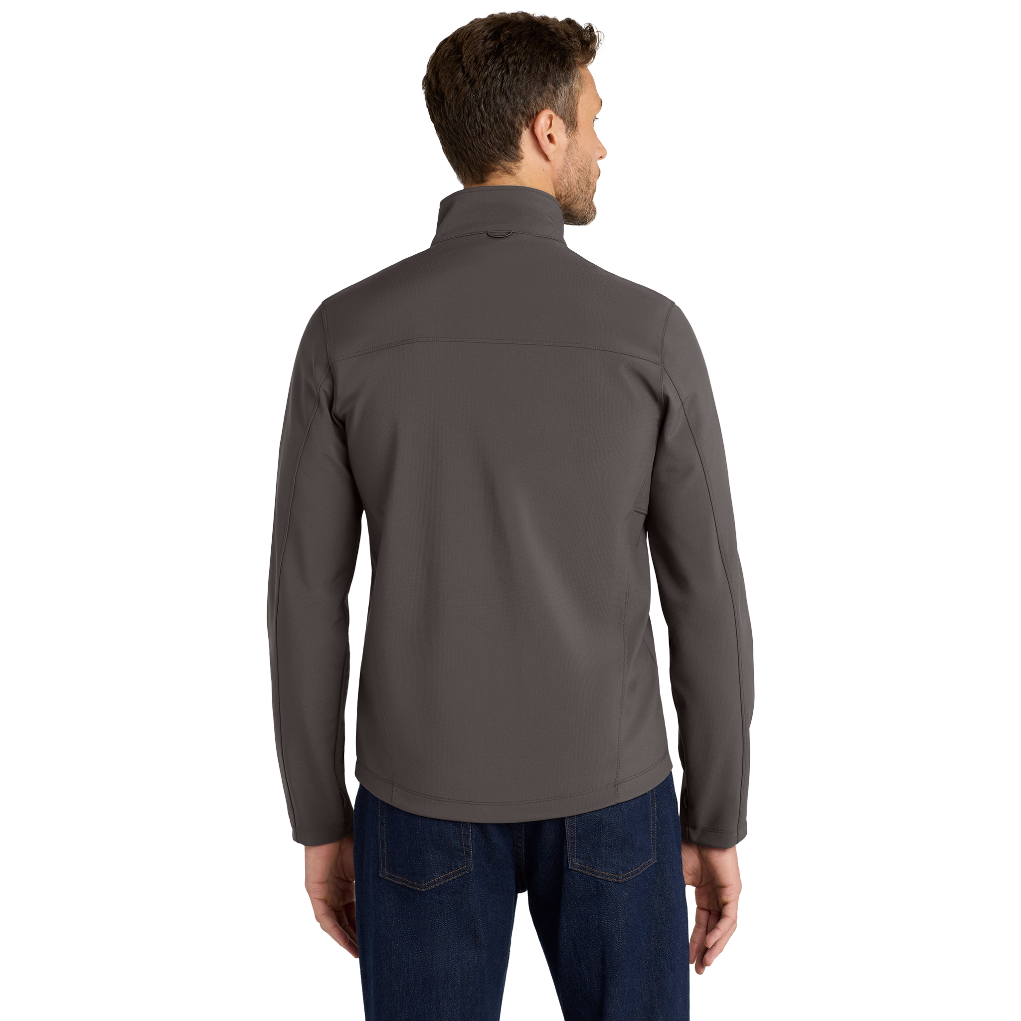 Men's Embroidered Soft Shell Jacket – Subtle Logo Chest Patch, Wind-Resistant Outerwear