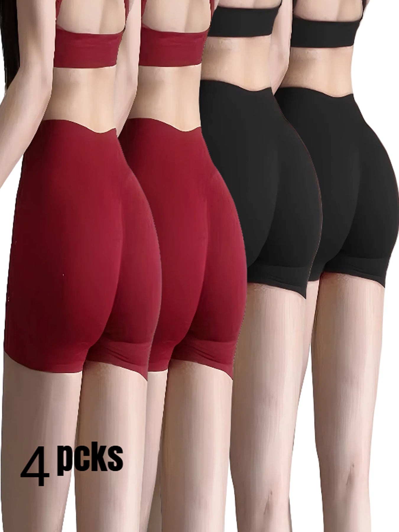 4-Pack Workout Yoga Shorts High-Waiste  Booty-Lifting Gym & Running