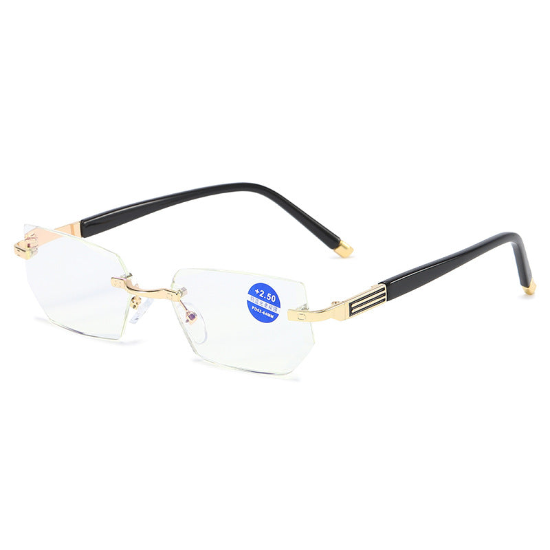 Rimless Diamond Cut Reading Glasses with Blue Light Filter - Unisex
