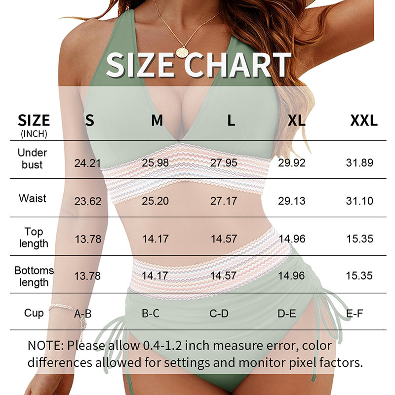 Women's High Waisted Bikini Sets Two Piece Tummy Control Swimsuit Color Block Bathing Suits