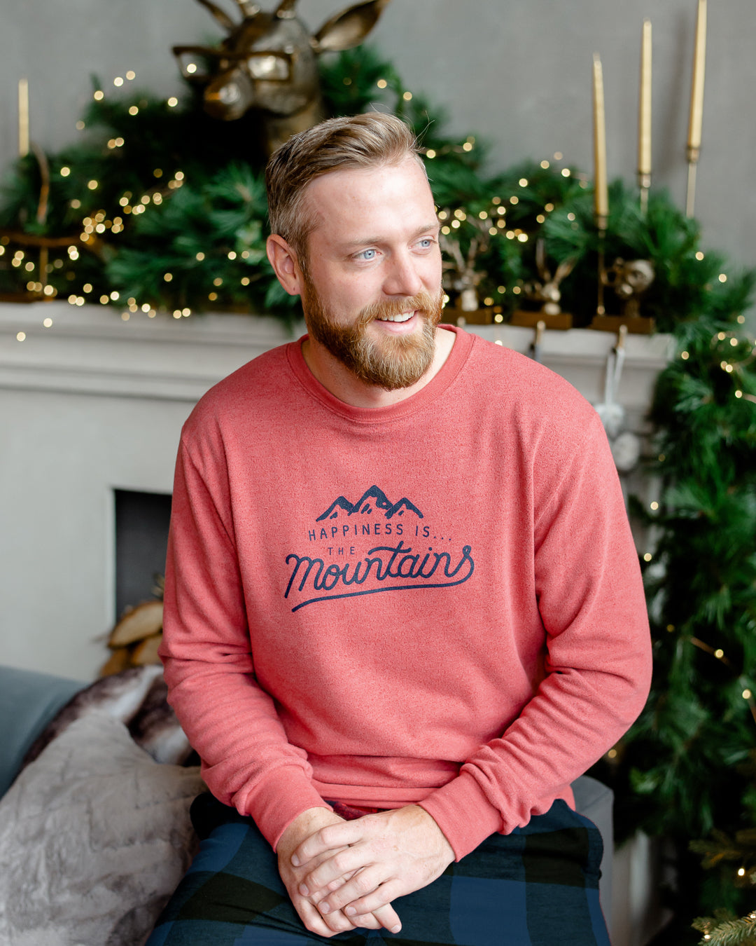 Men's Mountains Crew Sweatshirt, Chili-1