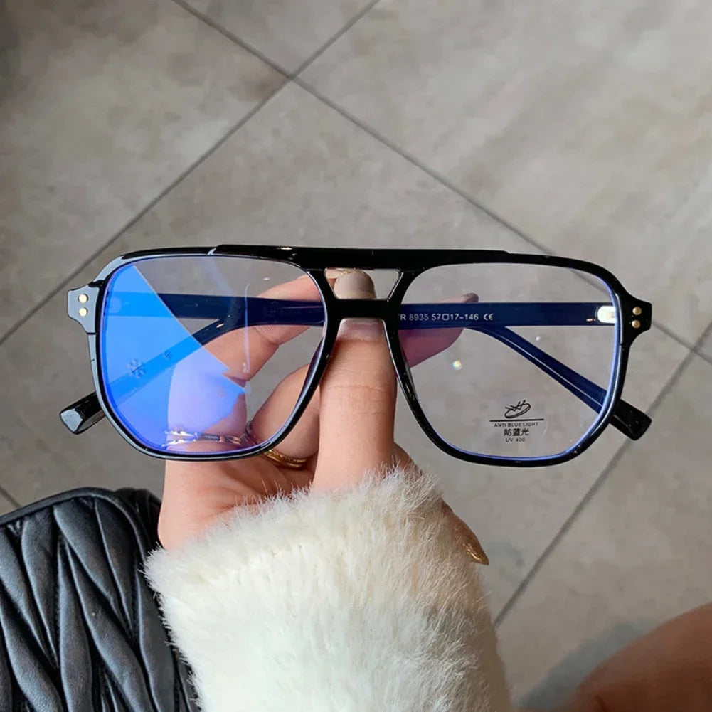 Blue Light Blocking Glasses - Retro Large Frame Square Clear Lens Computer Eyewear