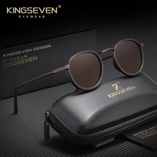 KINGSEVEN Vintage Sunglasses Driving Outdoor Round Frame Men Women Protective Glasses Trendy Classical Polarized UV400 Eyewear