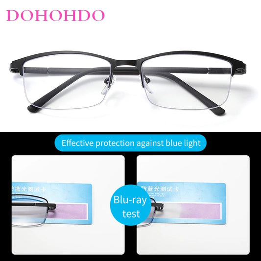 Blue Light Blocking Glasses Reading Glasses For Men's Women Metal Ultra Light Frame Computer Goggles Anti Radiation Antiglare