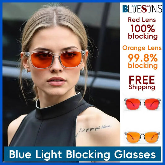 Women's Blue Light Blocking Glasses With Gray Transparent Frame, fashionable computer glasses to protect eyes and help sleep