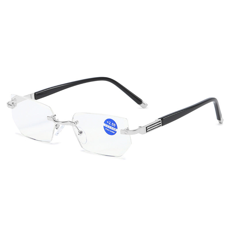 Rimless Diamond Cut Reading Glasses with Blue Light Filter - Unisex